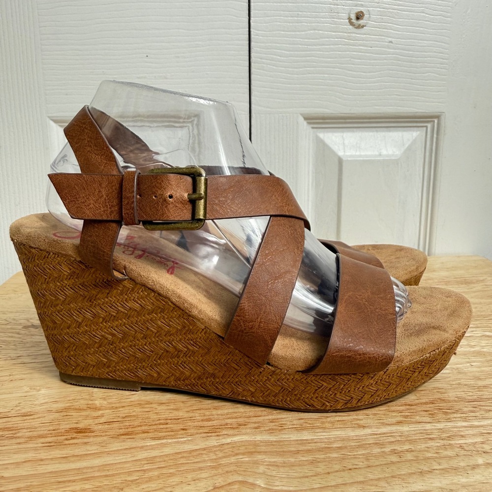 Jellypop Tahoe Wedges 10 Brown Strappy Boho Espadrille Sandals
